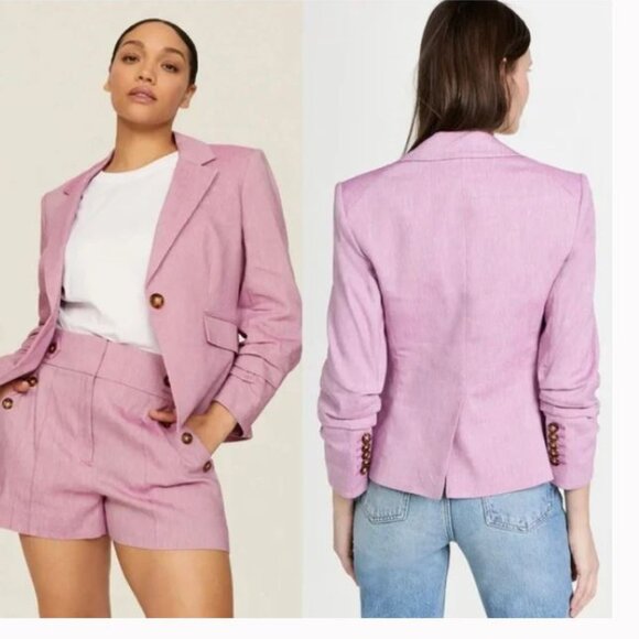 Veronica Beard Aaliyah Linen Dickey Jacket Lilac Orchid Tailored Blazer   Sz 4 - Picture 2 of 8